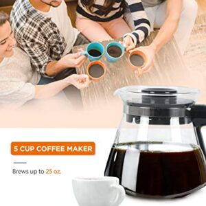 Commercial Chef Coffee Maker, Drip Coffee Maker with Pour Over Filter, 5 Cup Coffee Maker with 0.75L Water Tank, Brews in 6 Minutes