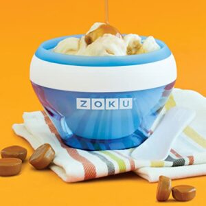 ZOKU Ice Cream Maker, Compact Make and Serve Bowl with Stainless Steel Freezer Core Creates Soft Serve, Frozen Yogurt, Ice Cream and More in Minutes, BPA-free, Blue