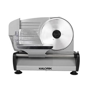 kalorik 200w professional food slicer with safety switch, easy to clean, stainless steel