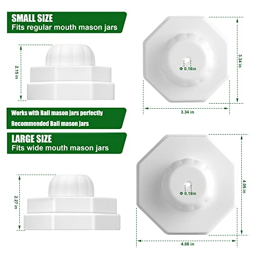 Universal Jar Sealer for Regular and Wide Mouth Mason Jars, Compatible with All Brands Vacuum Sealers, Made of Premium Food Grade Silicone, BPA Free, Canning Attachment Kit Supplies, 2 Pack, White