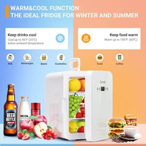 AstroAI Mini Fridge 15 Can Digital Display and Temperature Control, Thermoelectric Cooler and Warmer for Skincare/Cosmetics, Foods,10 Liter 110V AC/12V DC Portable Fridge For Home/Travel