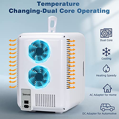 AstroAI Mini Fridge 15 Can Digital Display and Temperature Control, Thermoelectric Cooler and Warmer for Skincare/Cosmetics, Foods,10 Liter 110V AC/12V DC Portable Fridge For Home/Travel