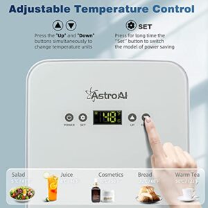 AstroAI Mini Fridge 15 Can Digital Display and Temperature Control, Thermoelectric Cooler and Warmer for Skincare/Cosmetics, Foods,10 Liter 110V AC/12V DC Portable Fridge For Home/Travel