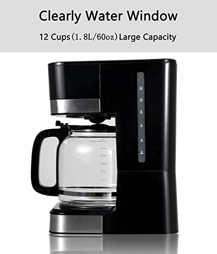 Aiosa 4-12 Cups Personal Coffee Maker,Programmable Coffee Maker,Drip Coffee Machine,With Glass Coffee Pot,Cafetera,Filter Coffee Machine,Stainless Steel, Coffee Maker Machine