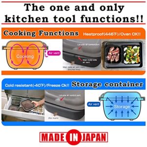 GOURLAB+ Microwave Cookware 6 in 1 Anyday Cookware Freezer & Oven Safe, Vegetable, Rice, Ramen Microwave Steamer BPA Free (Black) - Made in Japan…