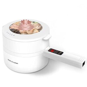 electric hot pot cooker steamer, multifunctional non-stick pan 1.8l,suitable for ramen, steak, egg,rice, oatmeal, soup smart button