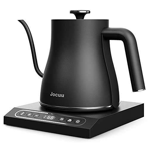 Jocuu Gooseneck Electric Pour Over Kettle with Temperature Control, Tea & Pour Over Coffee Kettle, Stainless Steel, Auto Shutoff Boil-Dry Protection, 0.8L, Matte Black