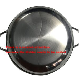 Yzakka Stainless Steel Shabu Shabu Hot Pot Pot with Divider for Induction Cooktop Gas Stove (34cm, Without Cover)