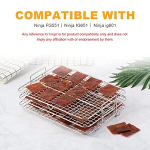 AIEVE Air Fryer Rack Compatible with Ninja Foodi Grill XL Air Fryer, 304 Stainless Steel Multi-Layer Dehydrator Rack Toast Rack Air Fryer Accessories Compatible with Ninja FG551 IG601 IG651 Air Fryer Indoor Grill