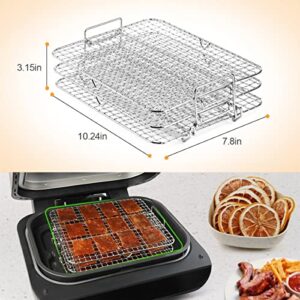 AIEVE Air Fryer Rack Compatible with Ninja Foodi Grill XL Air Fryer, 304 Stainless Steel Multi-Layer Dehydrator Rack Toast Rack Air Fryer Accessories Compatible with Ninja FG551 IG601 IG651 Air Fryer Indoor Grill