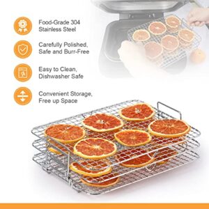 AIEVE Air Fryer Rack Compatible with Ninja Foodi Grill XL Air Fryer, 304 Stainless Steel Multi-Layer Dehydrator Rack Toast Rack Air Fryer Accessories Compatible with Ninja FG551 IG601 IG651 Air Fryer Indoor Grill