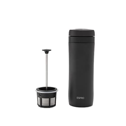 ESPRO P1 French Press - Double Walled Stainless Steel Vacuum Insulated Coffee and Tea Maker, 12 Ounce, Matte Meteorite Black