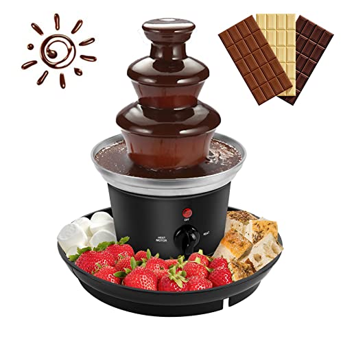 Chocolate Fountain Party Fountain, chocolate fountain for Nacho Cheese BBQ Sauce Ranch Liqueurs, Stainless Steel Chocolate Fondue Fountain for Birthday Party Wedding (1.5lb, mysterious black)