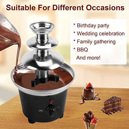 Chocolate Fountain Party Fountain, chocolate fountain for Nacho Cheese BBQ Sauce Ranch Liqueurs, Stainless Steel Chocolate Fondue Fountain for Birthday Party Wedding (1.5lb, mysterious black)