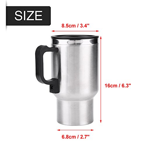 Electric Tea Kettle, Car Electric Kettle, 12V 450ml Stainless Steel Electric In-car Travel Heating Cup, Auto Shut Off Travel Kettle Car Water Heater for Hot Water Tea Coffee Making