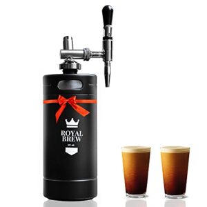 the original royal brew nitro cold brew coffee maker – gift for coffee lovers -128 oz extra large home keg, nitrogen gas system coffee dispenser kit – use nitrogen or nitrous oxide