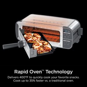 Ninja ST100 Foodi 2-in-1 Flip Toaster, 2-Slice Capacity, Compact Toaster Oven, Snack Maker, 1500 Watts, Stainless Steel (Renewed)