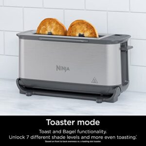 Ninja ST100 Foodi 2-in-1 Flip Toaster, 2-Slice Capacity, Compact Toaster Oven, Snack Maker, 1500 Watts, Stainless Steel (Renewed)