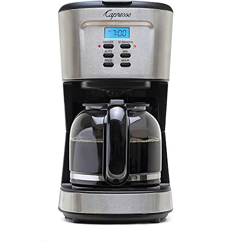 Capresso 12-Cup Coffee Maker with Glass Carafe, Stainless and Black 416.05