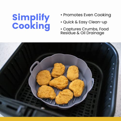 [UPGRADED] Air Fryer Silicone Liners – Replace Flammable Parchment Liner – Air Fryer Accessories – For Airfryer, Oven, Instant Pot, Pressure Cooker, & Microwave – Dishwasher Safe – Set of Two Sizes