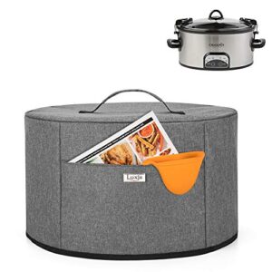 luxja slow cooker cover (aluminum foil lining), slow cooker dust cover fits for most 6-8 quart oval slow cooker, gray