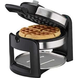 Cuisinart WAF-F30 Round Flip Belgian Waffle Maker Black/Stainless Bundle with 1 YR CPS Enhanced Protection Pack