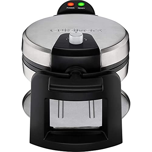 Cuisinart WAF-F30 Round Flip Belgian Waffle Maker Black/Stainless Bundle with 1 YR CPS Enhanced Protection Pack