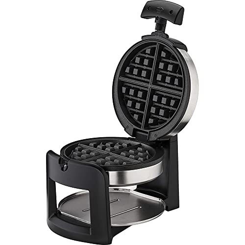 Cuisinart WAF-F30 Round Flip Belgian Waffle Maker Black/Stainless Bundle with 1 YR CPS Enhanced Protection Pack