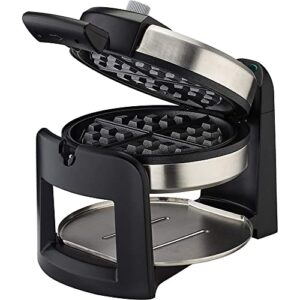 Cuisinart WAF-F30 Round Flip Belgian Waffle Maker Black/Stainless Bundle with 1 YR CPS Enhanced Protection Pack