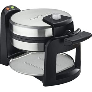 Cuisinart WAF-F30 Round Flip Belgian Waffle Maker Black/Stainless Bundle with 1 YR CPS Enhanced Protection Pack