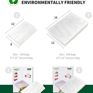 ZRFooCoo Vacuum Sealer Bags for Food Saver, 100 Count 8" x 12" BPA Free Precut Food Vac Bags, Heavy Duty Vaccum Food Sealer Bags for Storage, Meal Prep or Sous Vide Bag