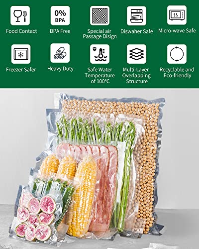 ZRFooCoo Vacuum Sealer Bags for Food Saver, 100 Count 8" x 12" BPA Free Precut Food Vac Bags, Heavy Duty Vaccum Food Sealer Bags for Storage, Meal Prep or Sous Vide Bag