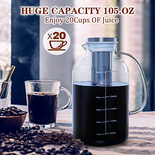 goteble 3L Cold Brew Coffee Maker, 102OZ Ice Coffee Maker, Large Capacity Suitable Tea Brewer with 2 Brush, Easy to Clean