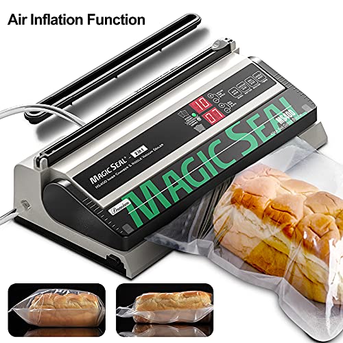 Magic Seal 16'' 2-in-1 Double Pump Vacuum Sealer Machine MS400, Compatible with Flat Bags of Commercial Chamber Sealers and Embossed Bags of Household Sealers, Multiple Operating Modes