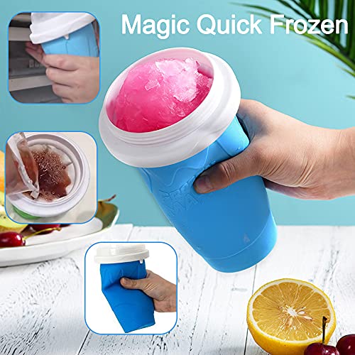 Slushie Maker Cup, Magic Quick Frozen Smoothies Cup Cooling Cup Double Layer Squeeze Cup Slushy Maker, Homemade Ice Cream Maker DIY it for Children and Family