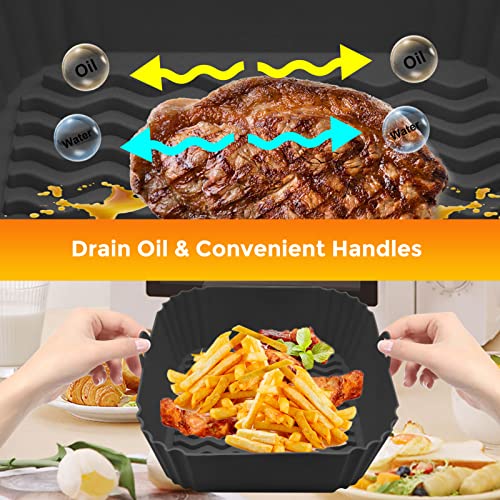 2 Pack Air Fryer Liner Silicone, 8 Inch Square Reusable Heat Resistant Food Grade Silicone Air fryer Pots Inserts Baskets Bowl Accessories for COSORI Instant Vortex 4 to 7 QT Air Fryer Oven Microwave