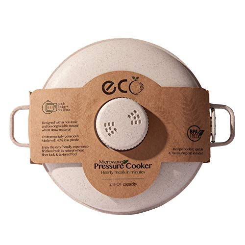 Handy Gourmet Eco Friendly Microwave Pressure Cooker - Easy Microwave Cooking - Easy & Fast Microwave Cookware for Rice, Chicken, Pasta, and More - Non-Toxic & Bio-degradable Material (Beige)