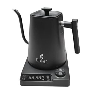 electric kettle, gooseneck electric kettle temperature control for coffee and tea, pour-over kettle with auto shut off anti-dry protection, 1l 1200w rapid heating hot water kettle electric, matt black
