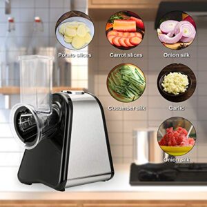 Szikawo Professional Salad Maker Electric Slicer/Shredder with One-Touch Control and 4 Free Attachments for fruits, vegetables, and potato