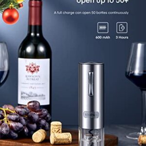 KNIPAN Electric Wine Opener 5-IN-1, Automatic Wine Bottle Openers with Foil Cutter, Wine Aerator Pourer, Vacuum Stopper, Rechargeable Electronic Corkscrew Wine Opener Kit