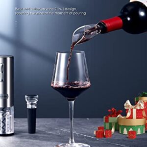 KNIPAN Electric Wine Opener 5-IN-1, Automatic Wine Bottle Openers with Foil Cutter, Wine Aerator Pourer, Vacuum Stopper, Rechargeable Electronic Corkscrew Wine Opener Kit