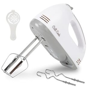 electric hand mixer – electric baking tools includes 4 stainless attachments, 1 egg white separator – chillcook baking mixer for bread, cake, meringue – 300w copper motor 5-speed control