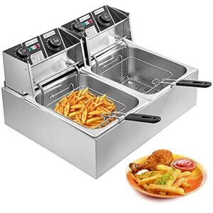 comft cmftgds deep fryer commercial fry daddy with basket, stainless steel electric countertop large capacity kitchen frying machine for turkey, french fries (12.7qt12l)