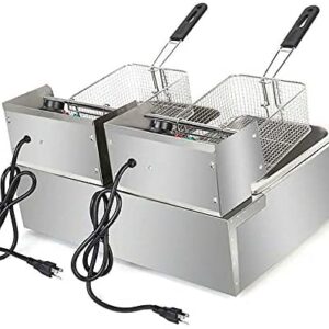 Comft CMFTGDS Deep Fryer Commercial Fry Daddy with Basket, Stainless Steel Electric Countertop Large Capacity Kitchen Frying Machine for Turkey, French Fries (12.7QT12L)