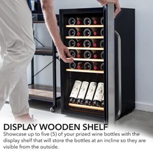 Whynter FWC-341TS 34 Bottle Freestanding Stainless Steel Wine Refrigerator with Display Shelf and Digital Control