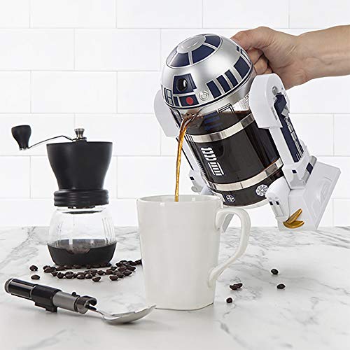 NBCDY Hand Coffee Machine, Creative Robot R2D2 Coffee Maker, Mini Stainless Steel Filter Coffee Maker, Home Insulation Pot Pressure Pot