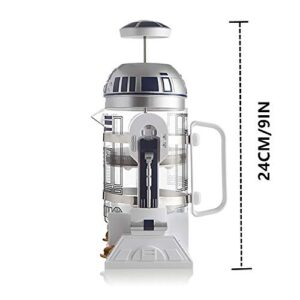 NBCDY Hand Coffee Machine, Creative Robot R2D2 Coffee Maker, Mini Stainless Steel Filter Coffee Maker, Home Insulation Pot Pressure Pot