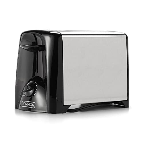 Dominion 2-Slice Toaster with Shade Control, Slide-Out Crumb Tray, Auto-Shutoff, Faster Heating Speed, Toast Lift, Second Generation, Stainless Steel / Black