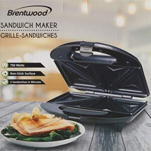 Brentwood Compact Dual Sandwich Maker, Non-Stick, Black