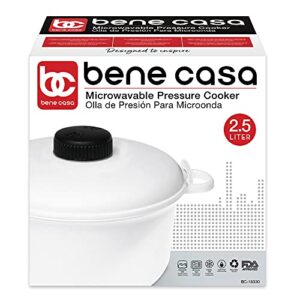 Bene Casa - 2.6 Qt. Microwave Pressure Cooker - Non-stick Surface and Locking Lid - Cooks Up to 12 Cups of Cooked Rice (6 Cups Uncooked)